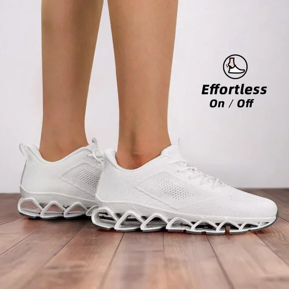 Women's All White Sport Gym Walking Running Tennis  Athletic Sneakers Shoes - Picture 7 of 7